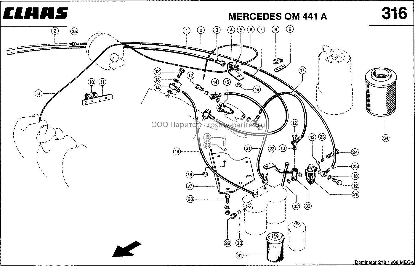 MERCEDES OM 441 A  Топливная система - CLAAS MEGA 218 / 208